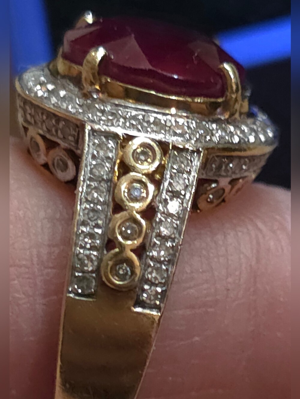 14K GENUINE NATURAL RUBY AND DIAMOND RING 5.36 Gr 189 DIAMONDS 5 CT RUBY SZ 6.5 - Picture 4 of 10